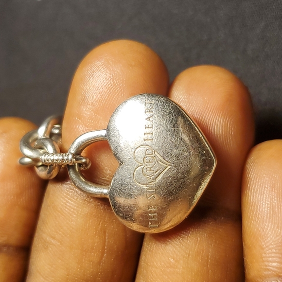 Sterling Silver necklace with diamonds  heart charm - Picture 3 of 16